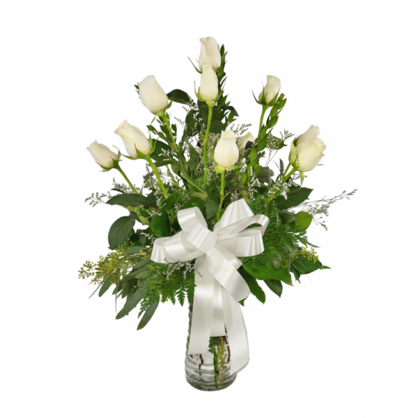 Deluxe Dozen White Roses